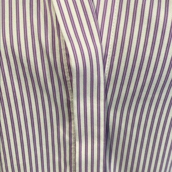 Ann Taylor Shirt Button Down Cuffed Sleeves Striped Tailored Purple Size 14 - Picture 14 of 14